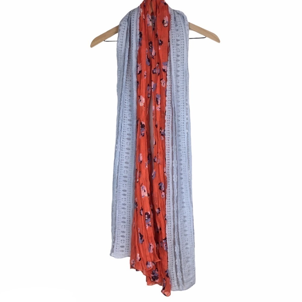 2 Scarf Lot J JILL Wool Lace Stretchy Pastel H&M Floral Sheer Boho Lightweight
